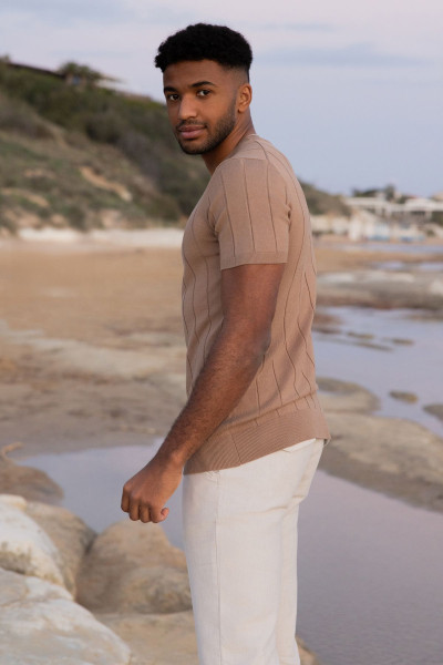 Brązowa Koszulka Męska T-Shirt