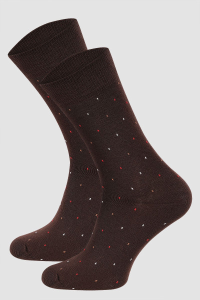 Brązowe skarpety męskie print | Villaro