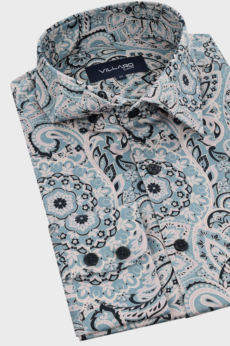 Szara koszula męska wzór | Villaro