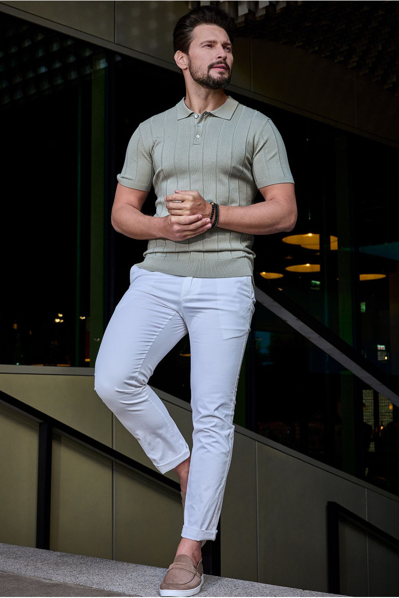 Białe Spodnie Męskie Chinosy