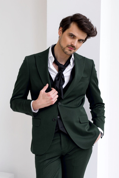 Zielony Garnitur Męski 4 Way Stretch