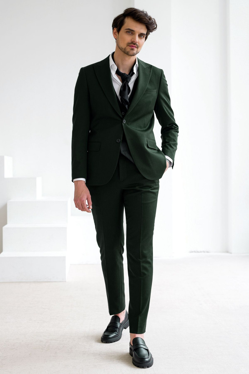Zielony garnitur męski 4 way stretch| Villaro