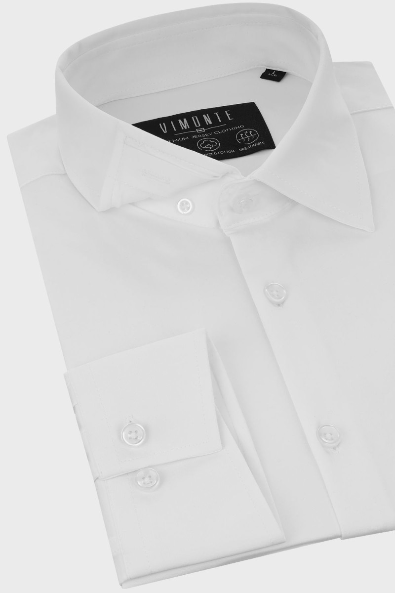Biała koszula męska dzianina 4 Way Stretch | Villaro