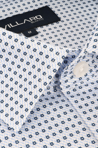 Niebieska Koszula Męska Dzianina Wzór