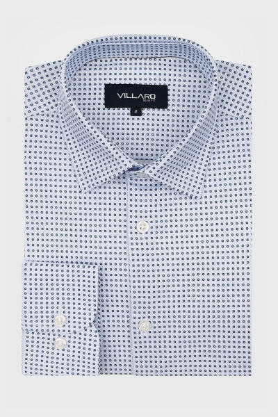 Niebieska koszula męska dzianina wzór | Villaro