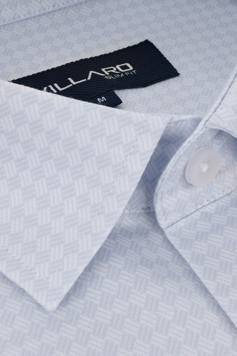 Niebieska koszula męska dzianina struktura | Villaro