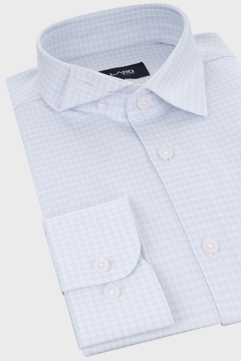 Niebieska koszula męska dzianina struktura | Villaro