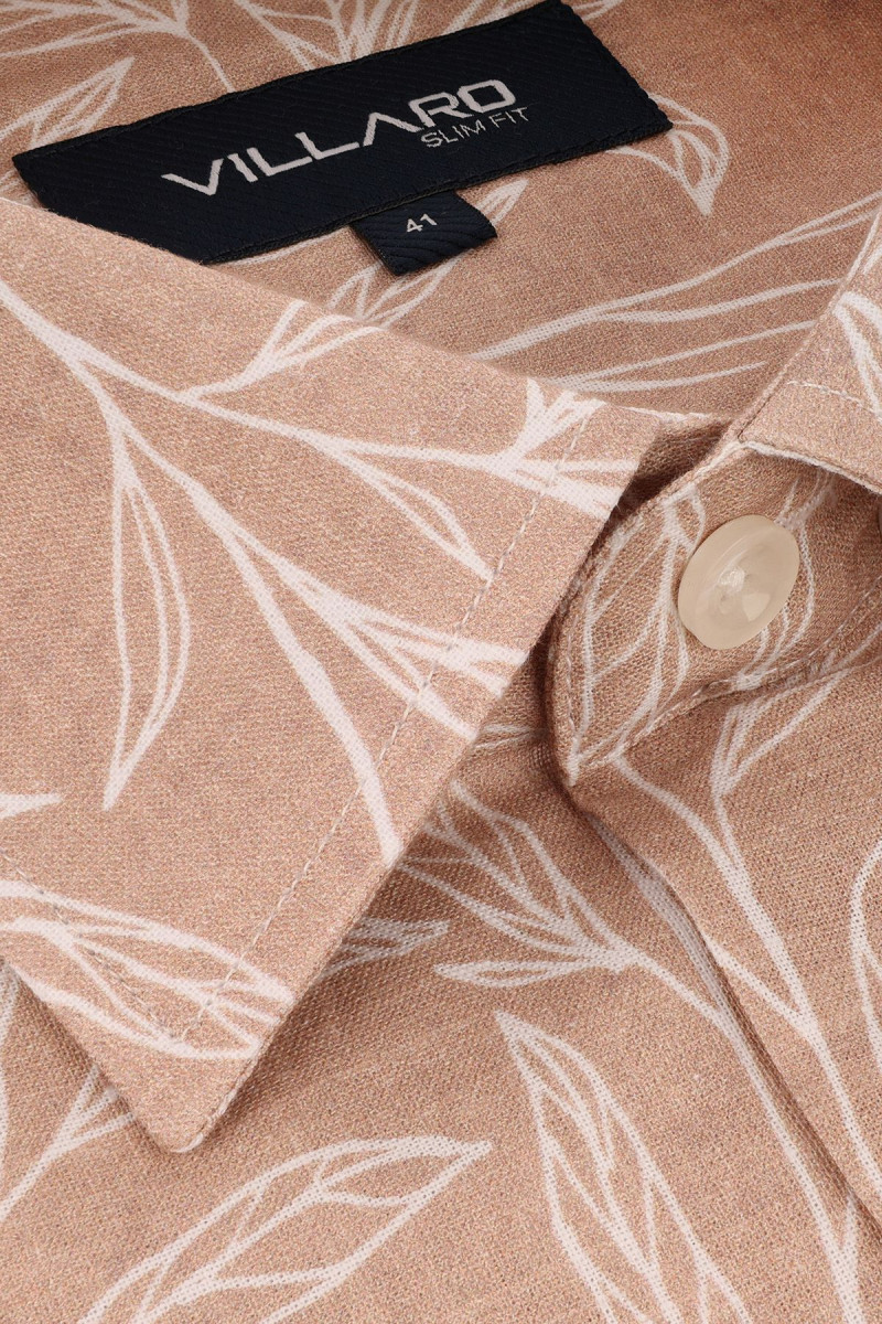 Pomarańczowa koszula męska duży wzór roślinny | Villaro