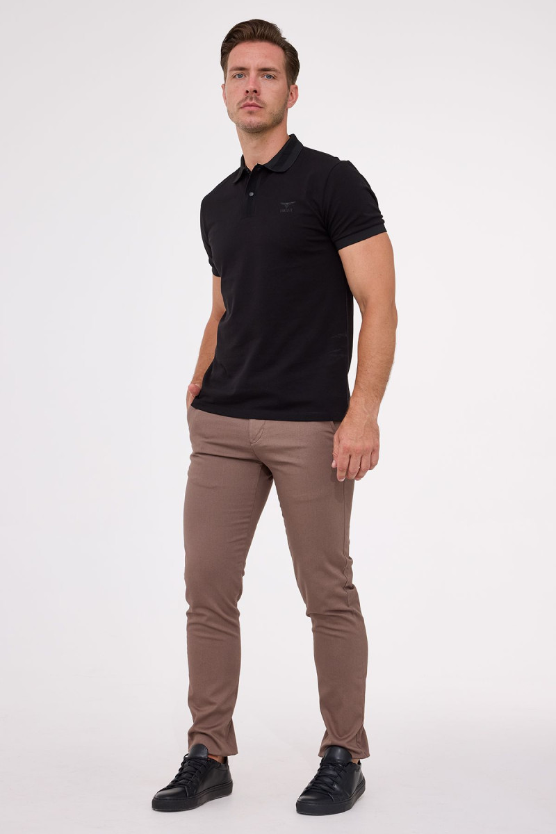 Czarna koszulka męska polo merceryzowana bawełna | Villaro