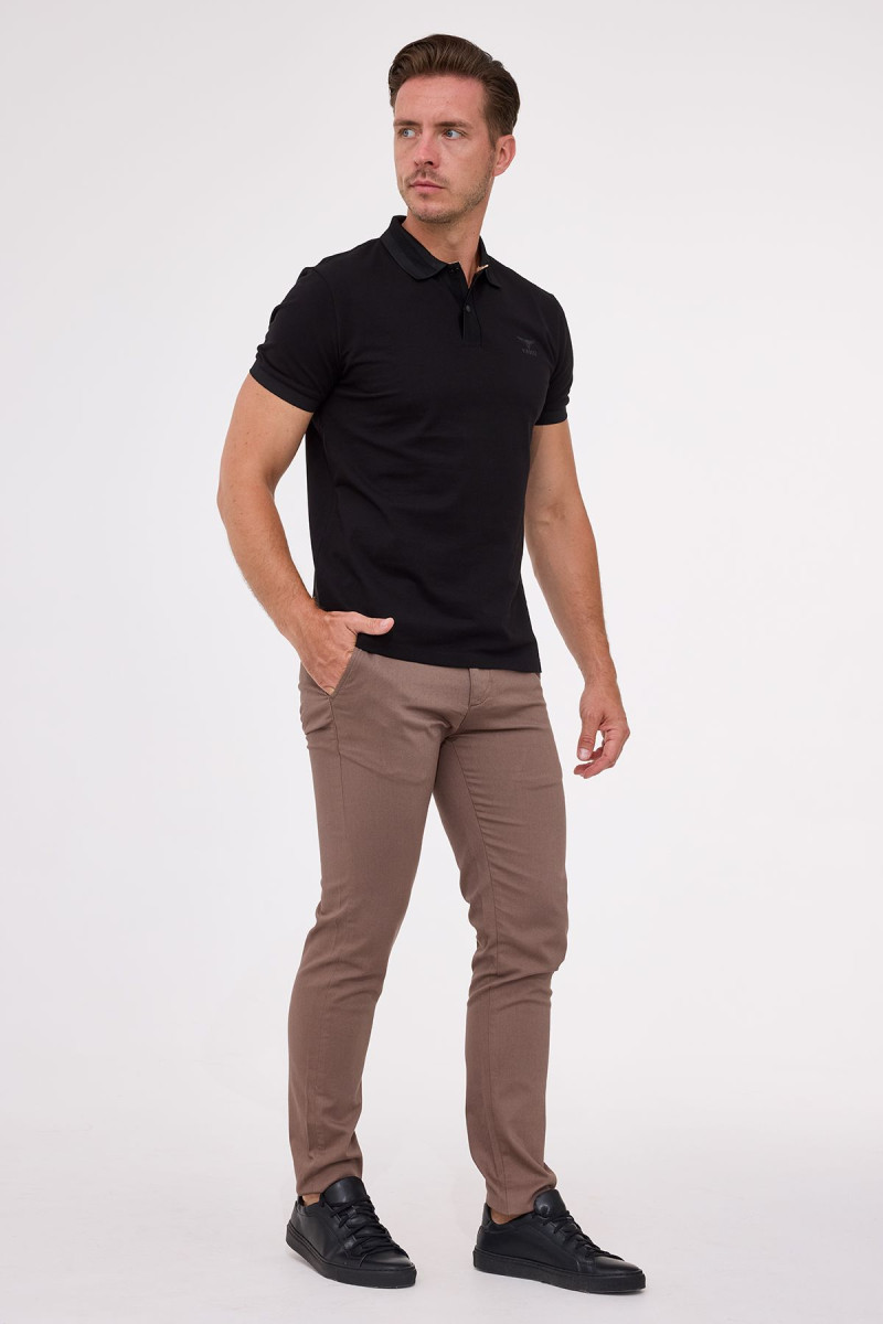 Czarna koszulka męska polo merceryzowana bawełna | Villaro