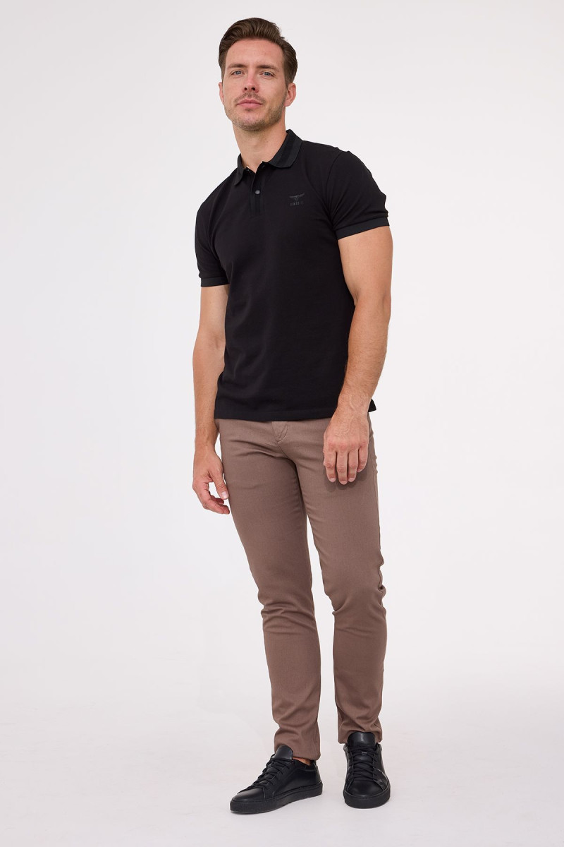 Czarna koszulka męska polo merceryzowana bawełna | Villaro