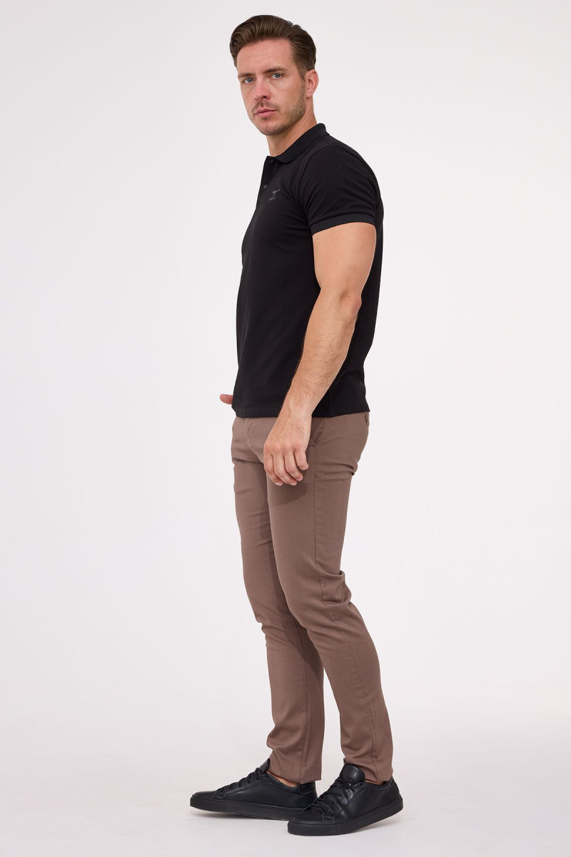 Czarna koszulka męska polo merceryzowana bawełna | Villaro