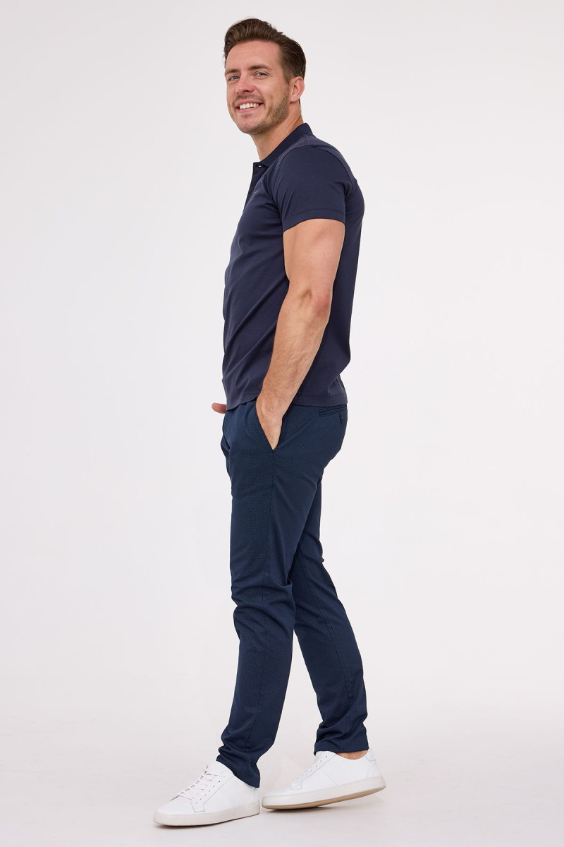 Granatowa koszulka męska polo jedwab | Villaro