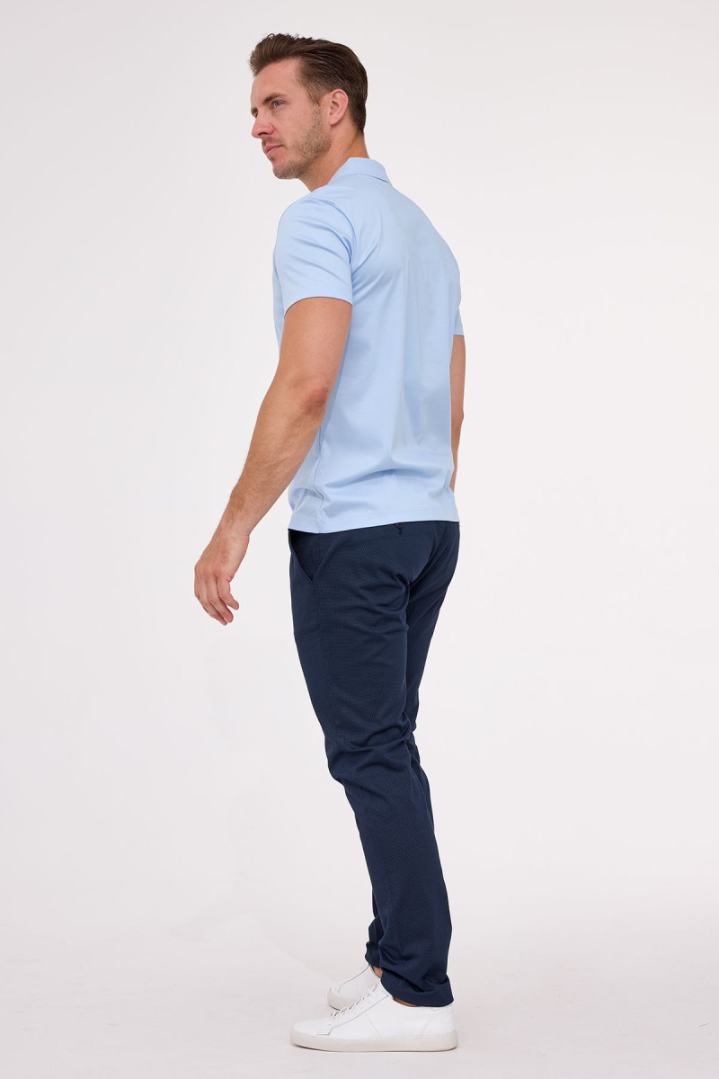 Niebieska koszulka męska polo jedwab | Villaro