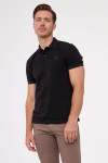 Czarna koszulka męska polo merceryzowana bawełna | Villaro