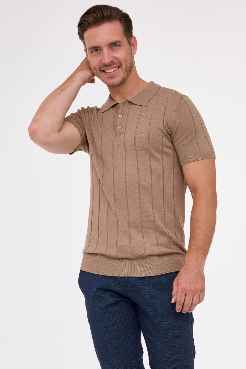 Brązowa koszulka męska polo | Villaro