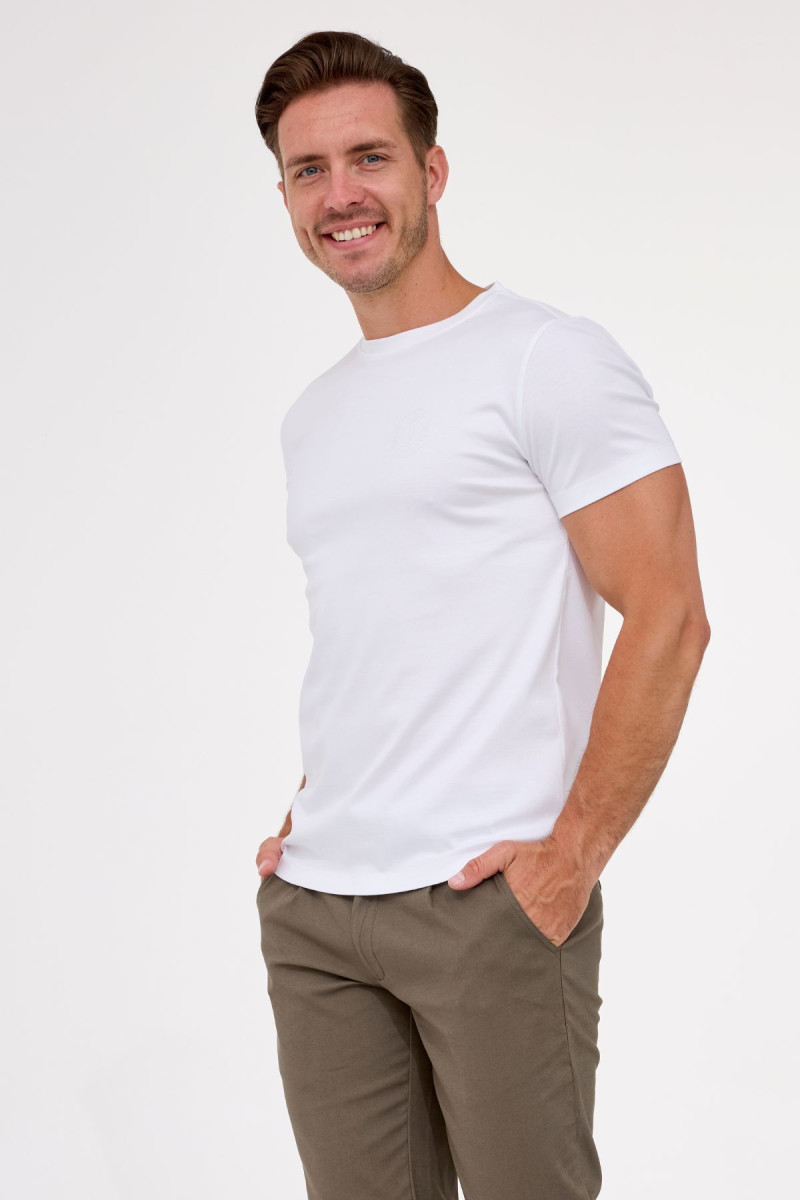 Biała koszulka męska t-shirt liquid cotton | Villaro