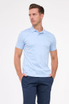 Niebieska koszulka męska polo jedwab | Villaro