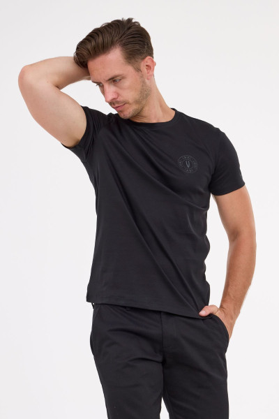 Czarna koszulka męska t-shirt liquid cotton | Villaro