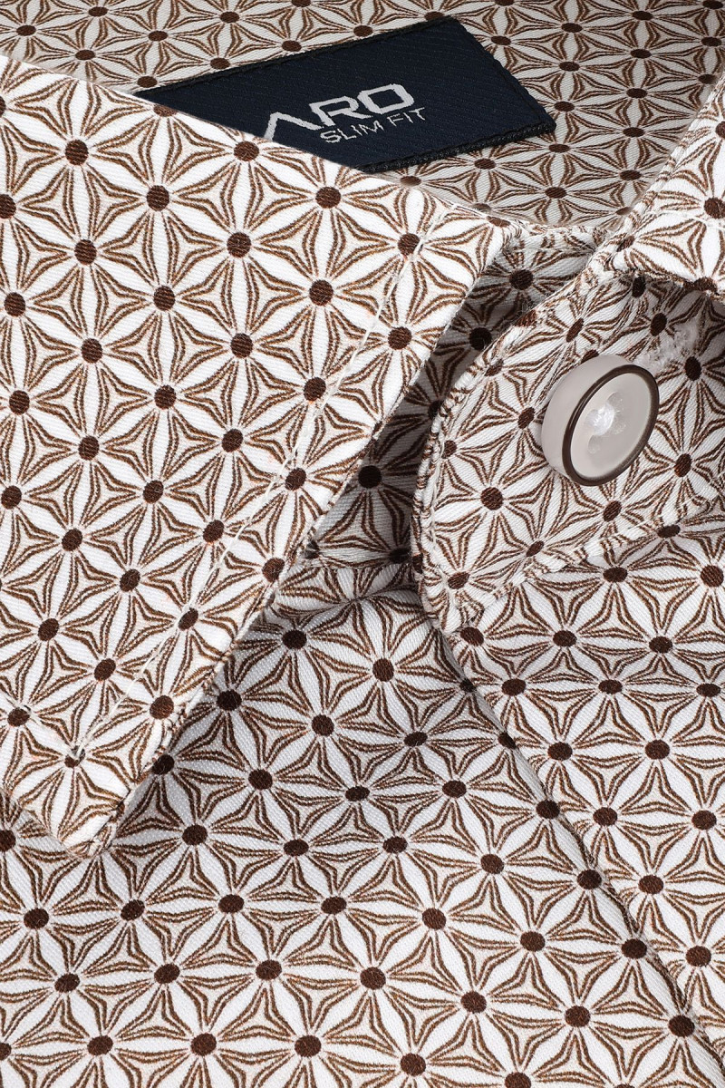 Beżowa koszula męska we wzór | Villaro
