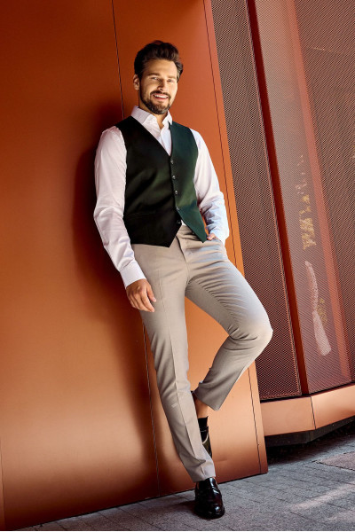 Zielona kamizelka męska 4-way stretch | Villaro