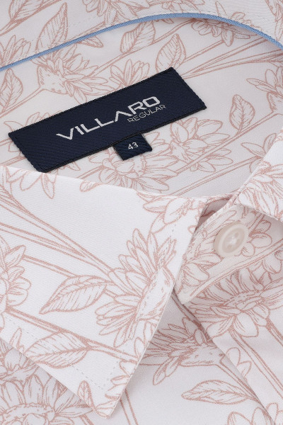 Koszula Męska Beżowy Wzór Roślinny