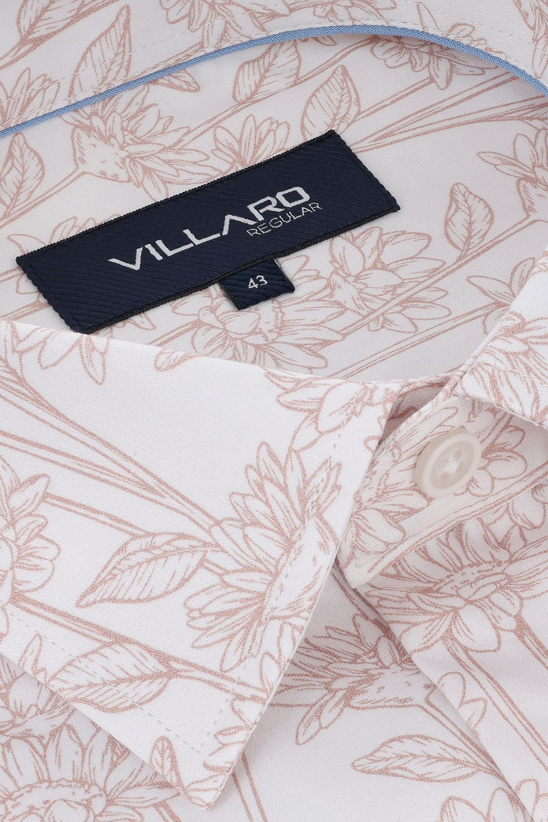 Koszula męska beżowy wzór roślinny | Villaro