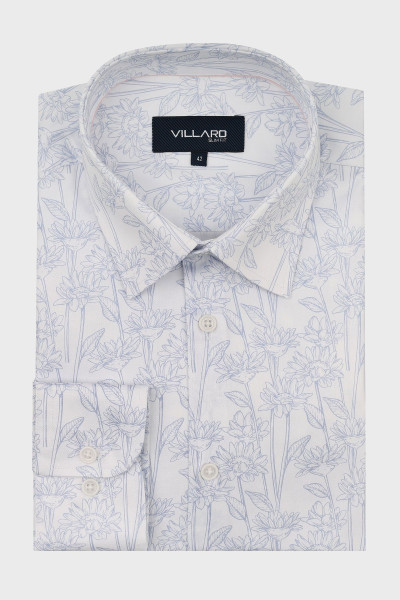 Koszula męska niebieski wzór roślinny | Villaro