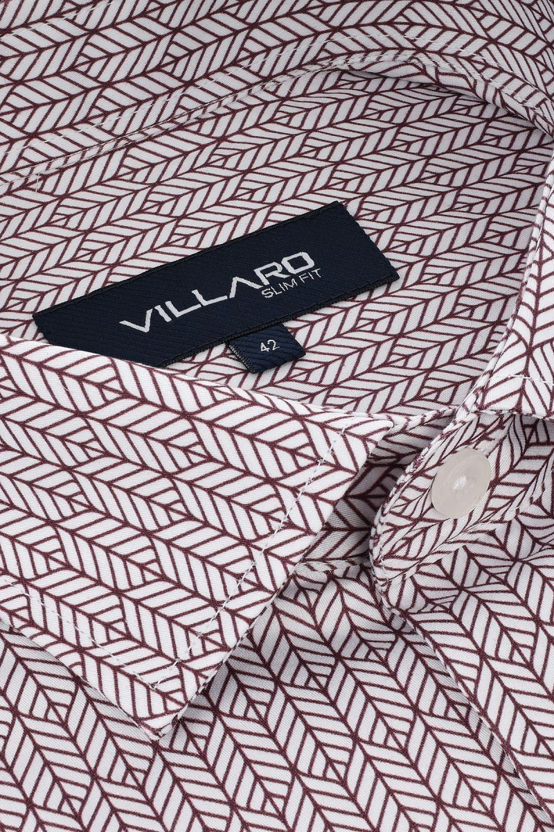 Brązowa koszula męska we wzór geometryczny | Villaro