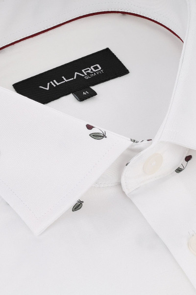 Biała Koszula Męska Wzór Wisienki