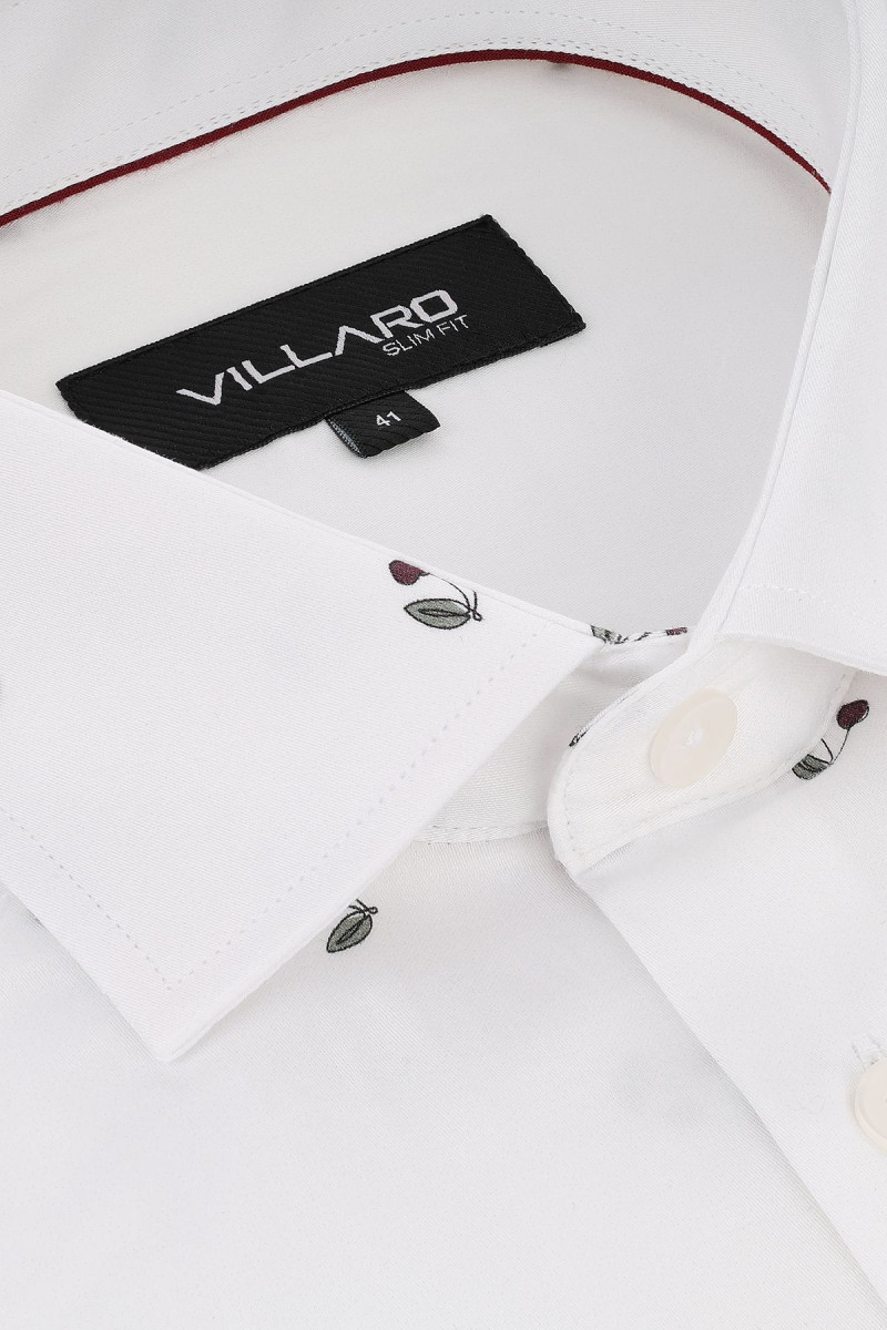 Biała koszula męska wzór wisienki | Villaro