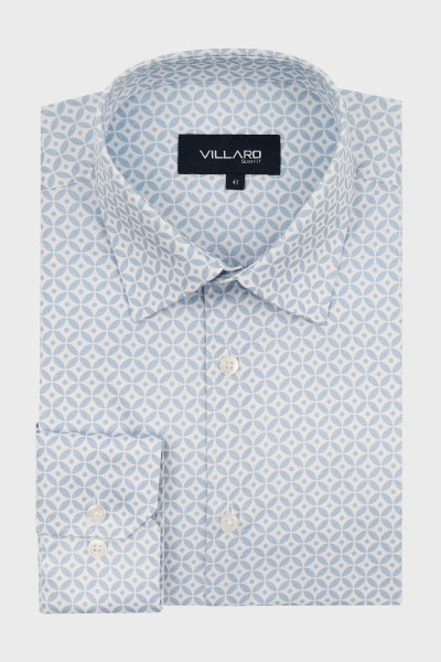 Niebieska koszula męska motyw geometryczny | Villaro