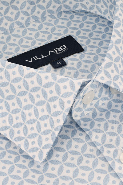 Niebieska Koszula Męska Wzór Geometryczny