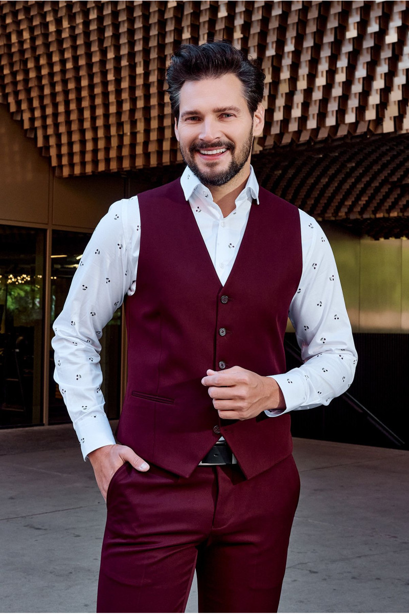 Biała koszula męska wzór wisienki | Villaro