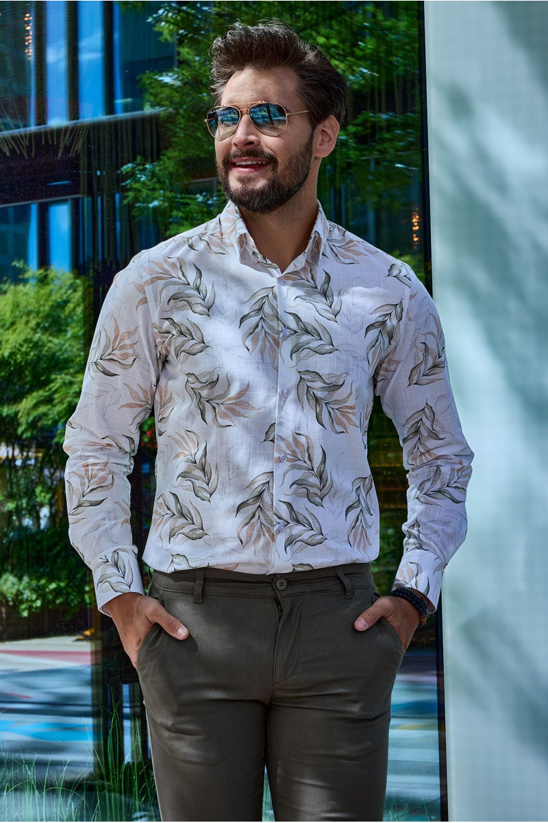Koszula męska motyw w liście | Villaro