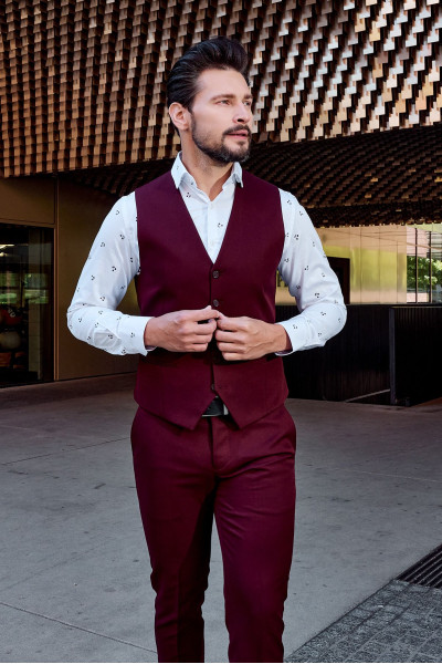 Bordowa Kamizelka Męska 4-Way Stretch