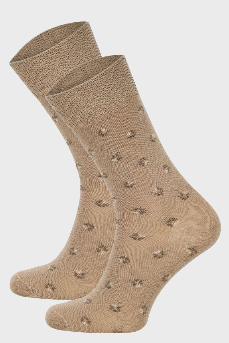 Beżowe skarpety męskie wzór | Villaro