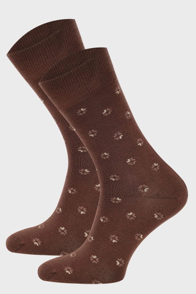Brązowe skarpety męskie wzór | Villaro