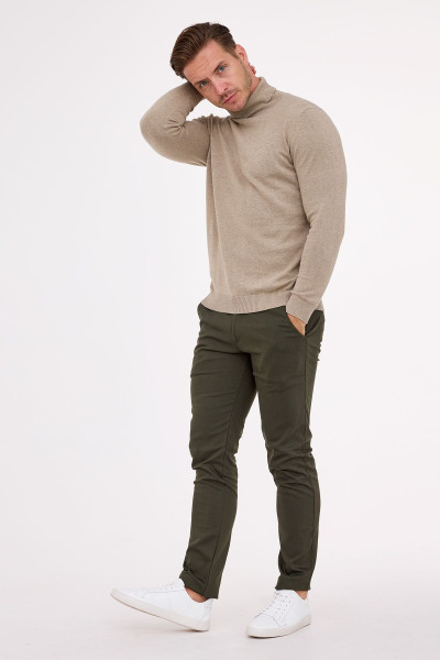 Beżowy Sweter Męski Golf