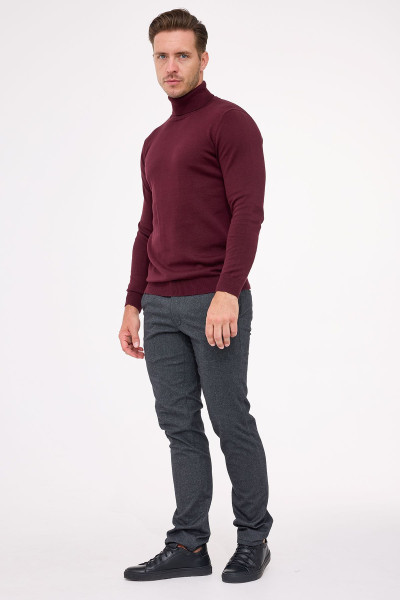 Bordowy Sweter Męski Golf