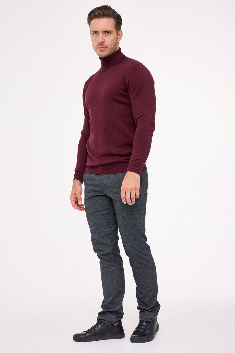 Sweter męski Villaro w kolorze bordowym – klasyczny golf