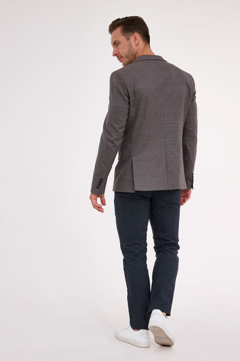 Brązowa marynarka męska wełna wzór krata | Villaro