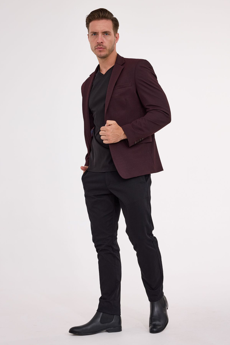 Bordowa marynarka męska dzianina | Villaro