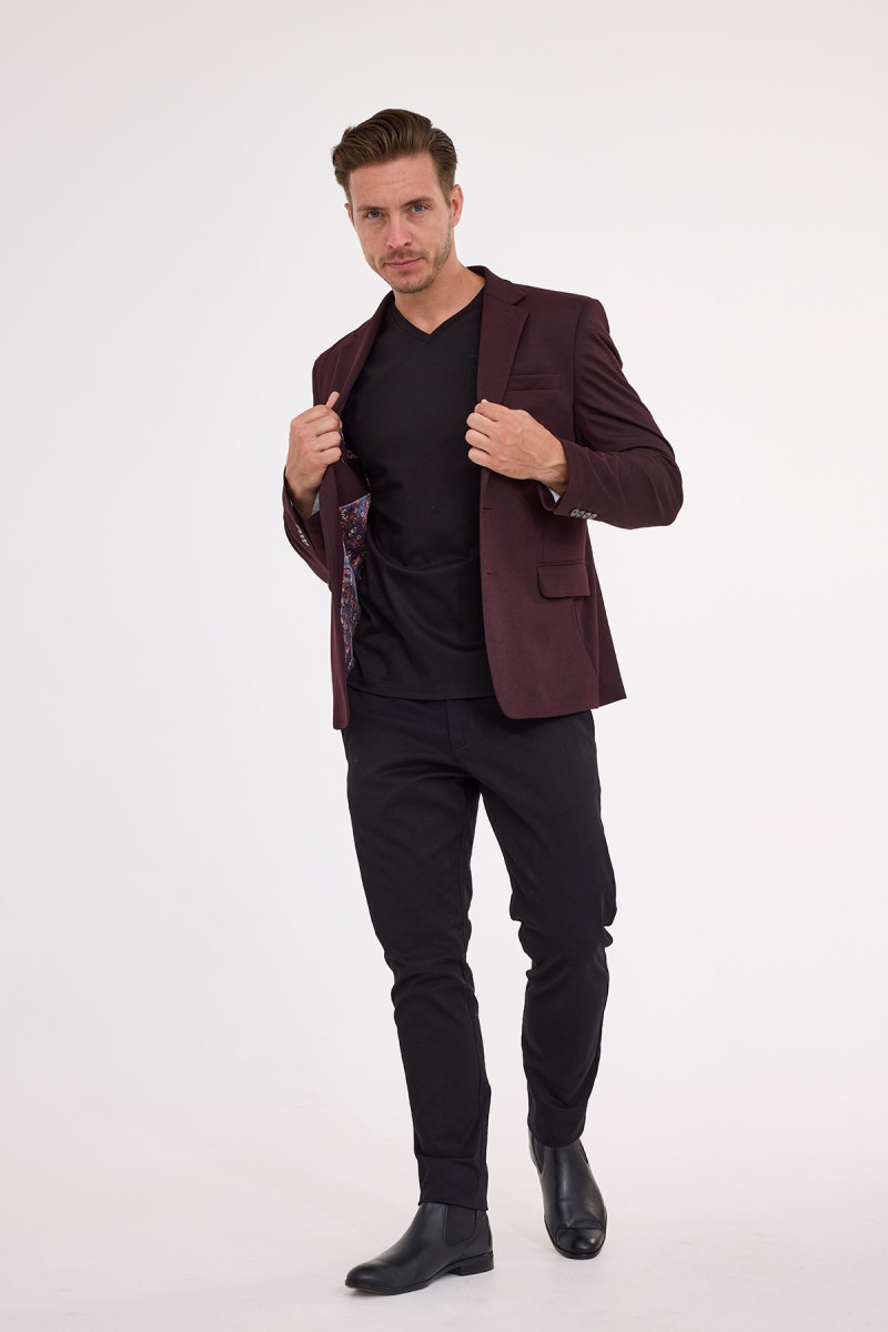 Bordowa marynarka męska dzianina | Villaro