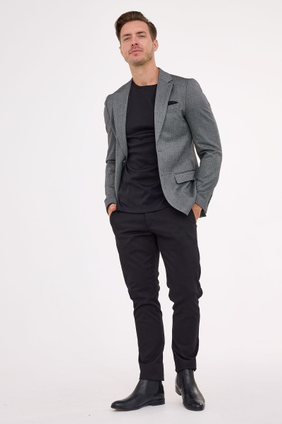 Szara Marynarka Męska Wzór Jodełka