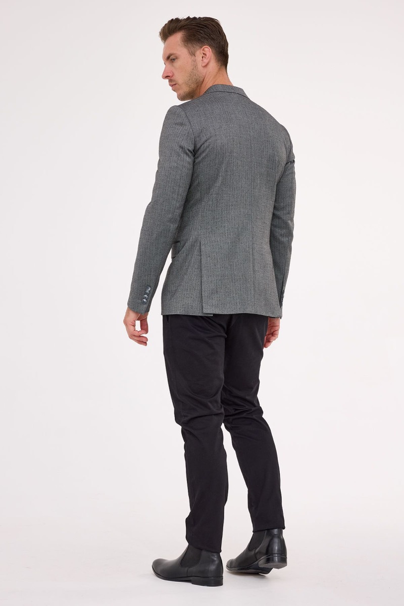 Szara marynarka męska wzór jodełka | Villaro