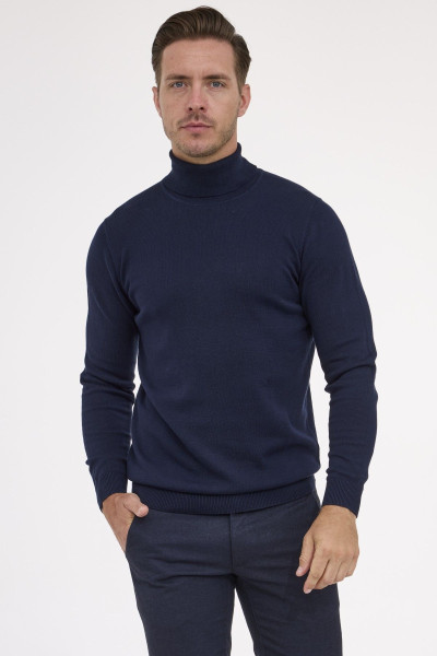 Granatowy sweter męski golf Villaro – klasyczna elegancja