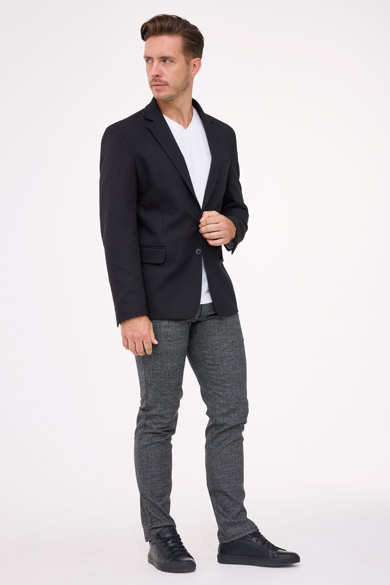 Marynarka męska czarna z podpinką stylizacja casual