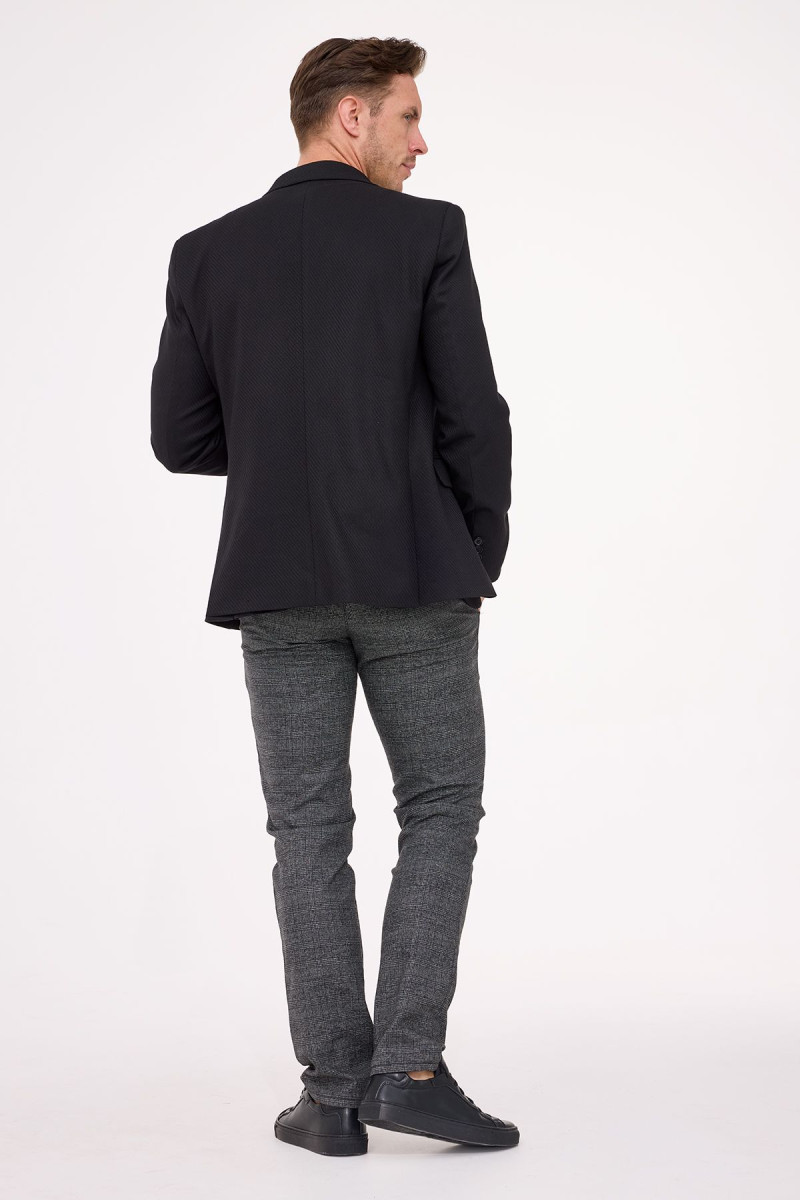 Marynarka męska czarna z podpinką stylizacja - widok tyłem
