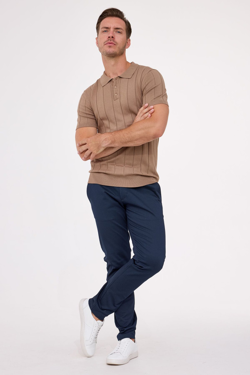 granatowe chinosy VILLARO spodnie męskie slim fit